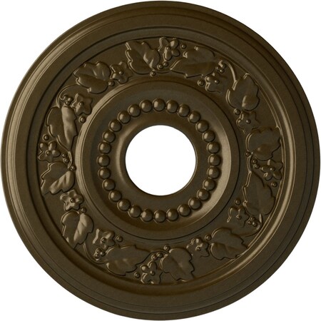 Ekena Millwork Genevieve Ceiling Medallion (Fits Canopies up to 3 1/2"), 16 1/8"OD x 3 1/2"ID x 7/8"P, Brass CM16GNBRS